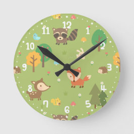 Horloge Ronde Forest Woodland Animal Pattern