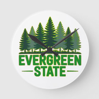 Horloge Ronde Forêt de Washington Evergreen Nature Esthétique