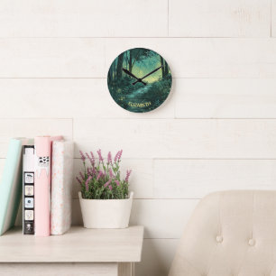 Horloge Ronde Forêt Fée personnalisée