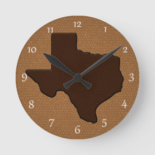 Horloge Ronde Forme Brown du Texas
