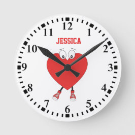 Horloge Ronde Forme cardiaque personnalisée Rouge mignon Amour D