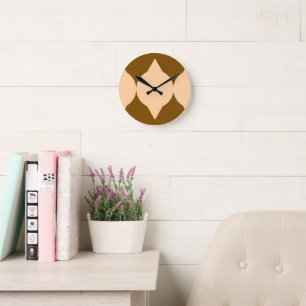 Horloge Ronde Formes géométriques Abstraites Diamant Beige Brown