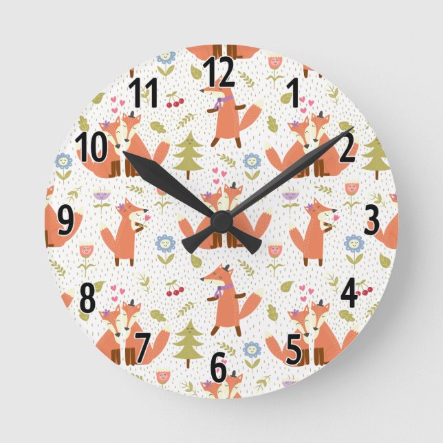 Horloge Ronde Foxy Forest Fox Clock (Recto)