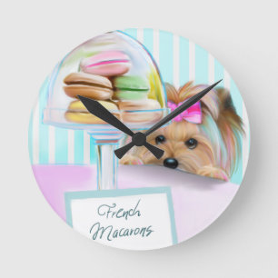 Horloge Ronde Français Macarons de Yorkie