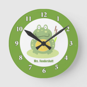 Horloge Ronde Freddy l'horloge murale de grenouille - vert
