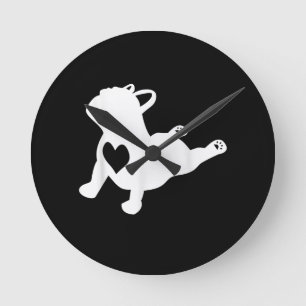 Horloge Ronde French Bulldog Yoga Love Heart Frenchie Workout
