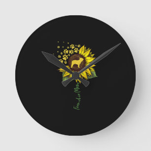 Horloge Ronde Frenchie Sunflower Maman Français Bulldog Lover C