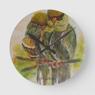 Horloge Ronde Frida Kahlo a peint des oiseaux