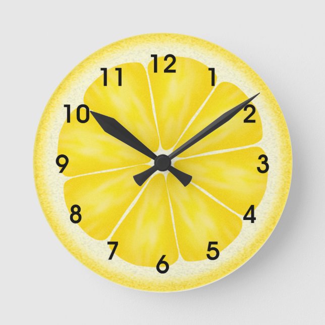 Horloge Ronde Fruit d'agrumes de citron jaune (Recto)