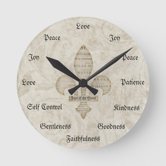 Horloge Ronde Fruit of the Spirit Christian Virtues (Recto)