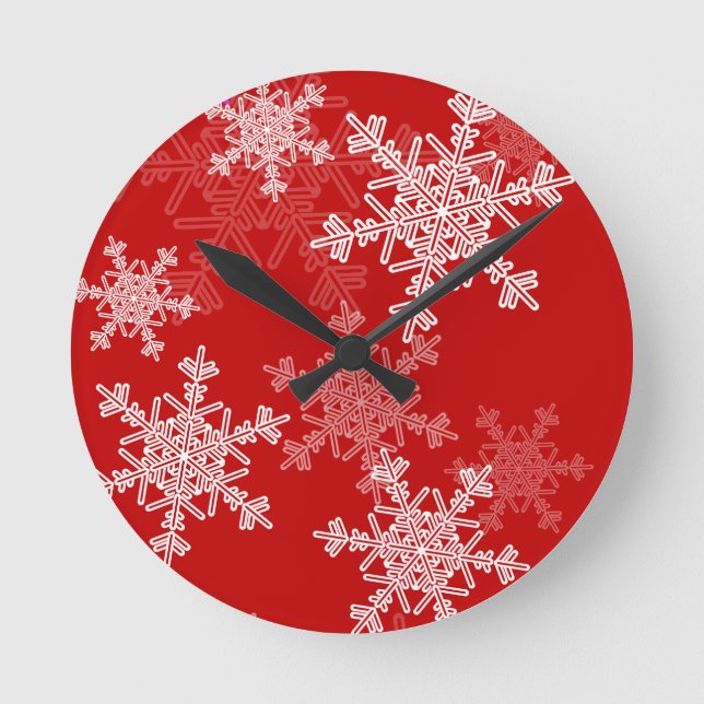 Horloge Ronde Fruits de Noël rouge et blanc (Recto)