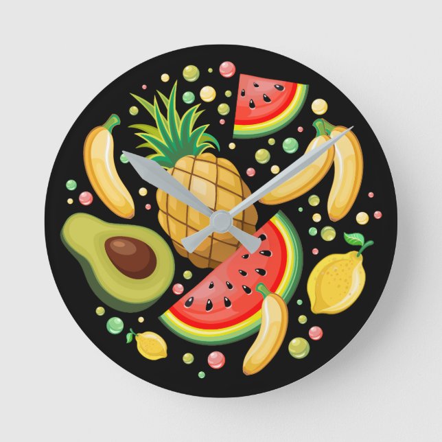 Horloge Ronde Fruits d'été frais Motif (Recto)