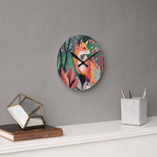 Horloge Ronde Fuchs Zauberwald Hand-Painted Nature Illustrations