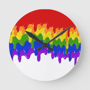 Horloge Ronde Fun Rainbow slime Paint Drips