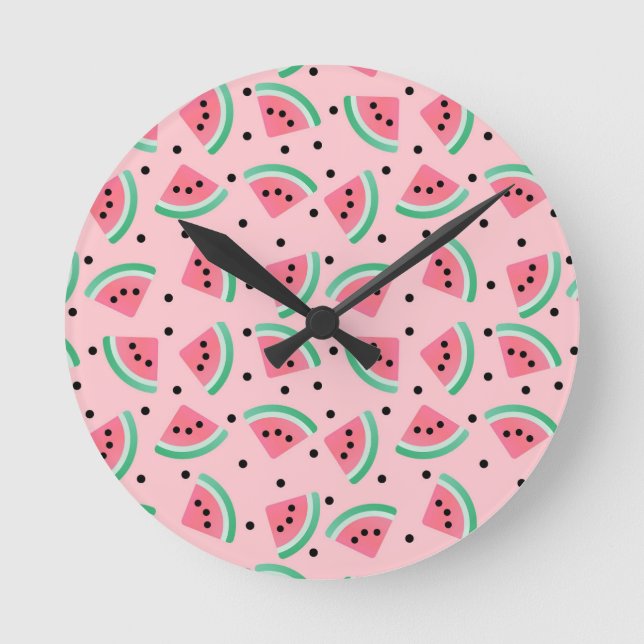 Horloge Ronde Fun Watermelon Slice Motif Summer Vibes (Recto)