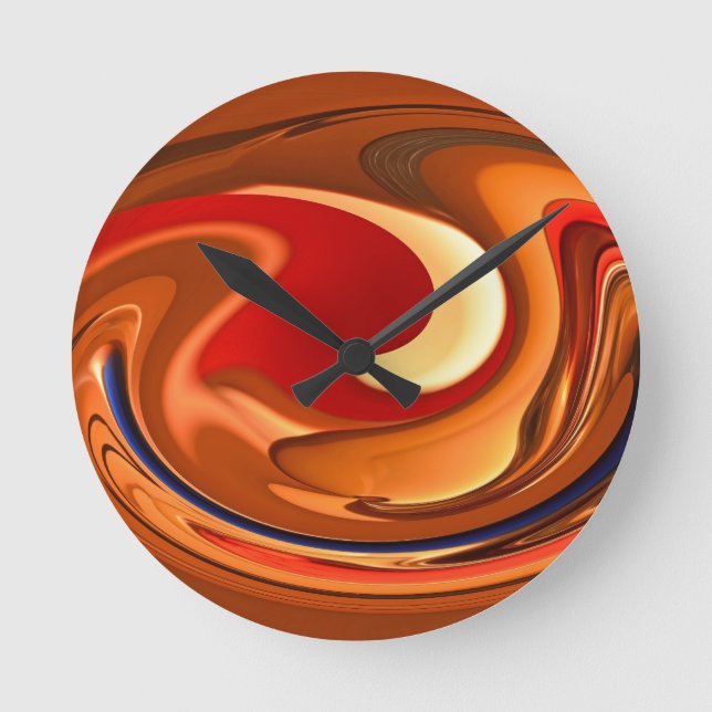 Horloge Ronde Funky Abstract Burnt Orange and Red Design (Recto)