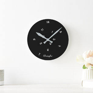 Horloge Ronde Funny Cool Black Jumbled Hours Boys Decor