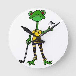 Horloge Ronde Funny Frog Golf Art