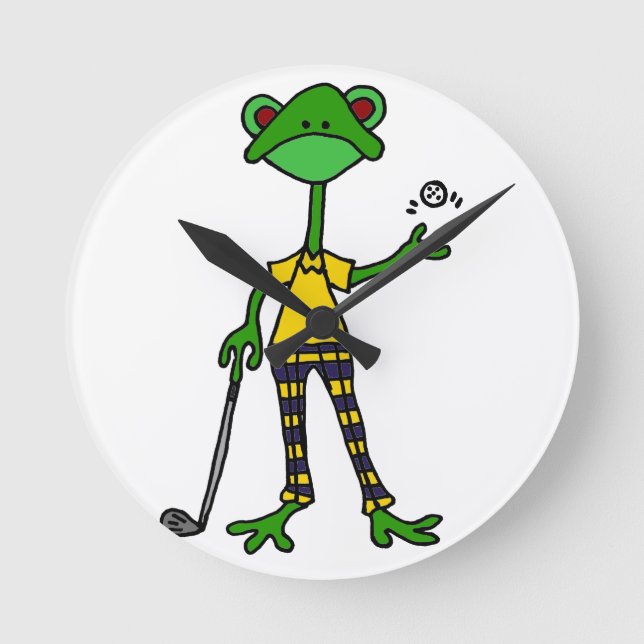 Horloge Ronde Funny Frog Golf Art (Recto)