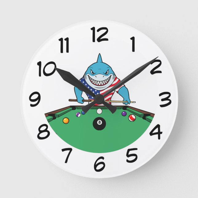 Horloge Ronde Funny Man Cave Pool Shark Wall Clocks (Recto)