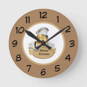 Horloge Ronde Funny Retro Mama's Kitchen Wall Clocks
