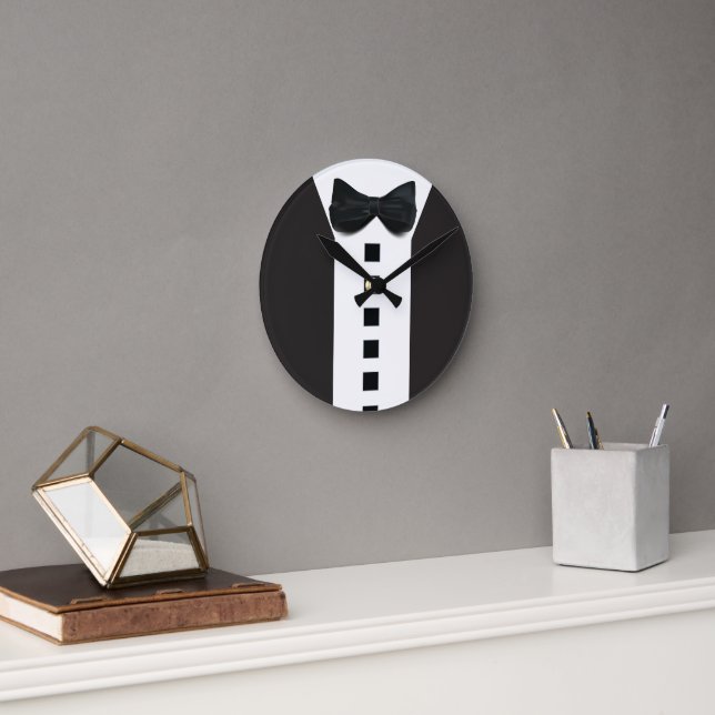 Horloge Ronde Funny Tuxedo 🎩 Cravate noire Formel (Bureau)