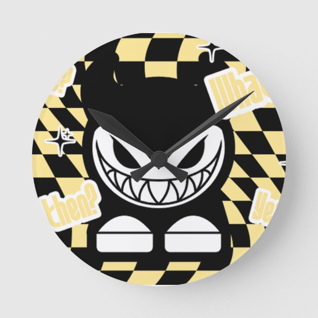 Horloge Ronde Funny Yellow Labubou-Inspired  (Recto)