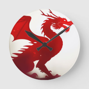 Horloge Ronde Furie de dragon cramoisi