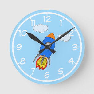 Horloge Ronde Fusée de dessin animé dans la décoration de nurser