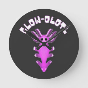 Horloge Ronde Galaxie Lumineuse Axolotl Art Numérique