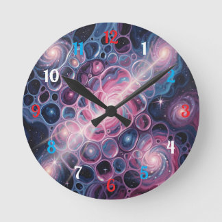 Horloge Ronde Galaxie spirale cosmique avec cellules d'art abstr