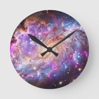 Horloge Ronde Galaxie spirale vibrante et motif spatial de nébul