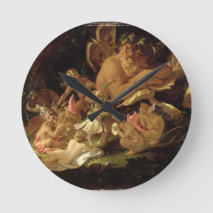 Horloge Ronde Galet et fées, 'de Dream d'une nuit d'été