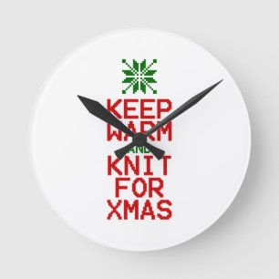 Horloge Ronde Gardez chaud et tricot pour Noël