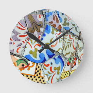 Horloge Ronde Gaudi's Park Guell Mosaic Tiles