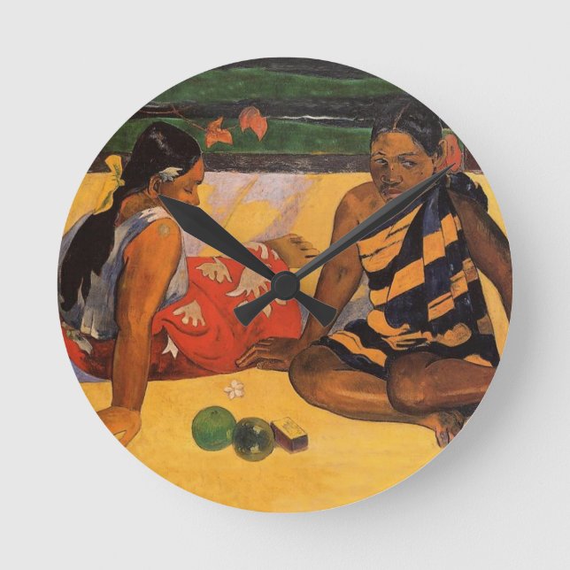 Horloge Ronde Gauguin Polynésie Française Tahiti Femmes Peinture (Recto)