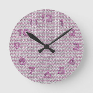 Horloge Ronde Gemmes argentées roses de Studed de diamant