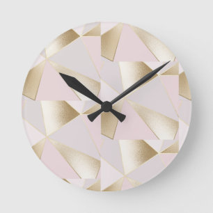 Horloge Ronde Géométrique en or rose