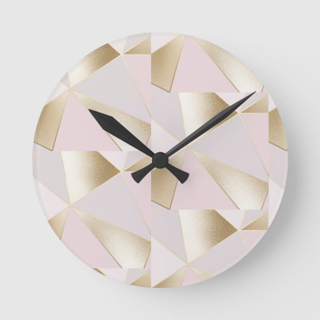 Horloge Ronde Géométrique en or rose (Recto)