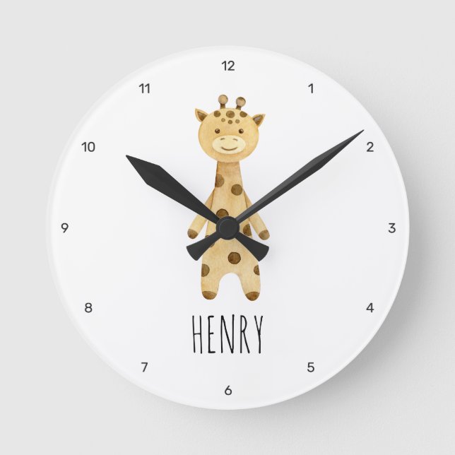 Horloge Ronde Girafe monogramme. Moderne mignon  (Recto)