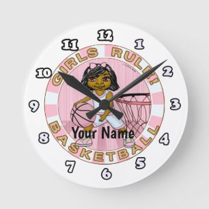 Horloge Ronde Girls Rules Basketball