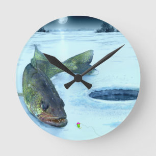 Horloge Ronde Glace de brochets vairons