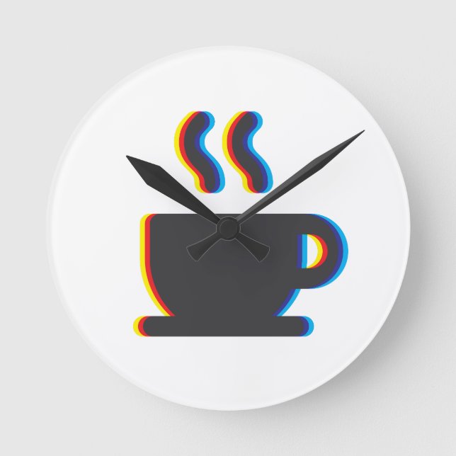 Horloge Ronde Glitch de la coupe de café (Recto)