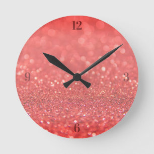Horloge Ronde Glitter rouge