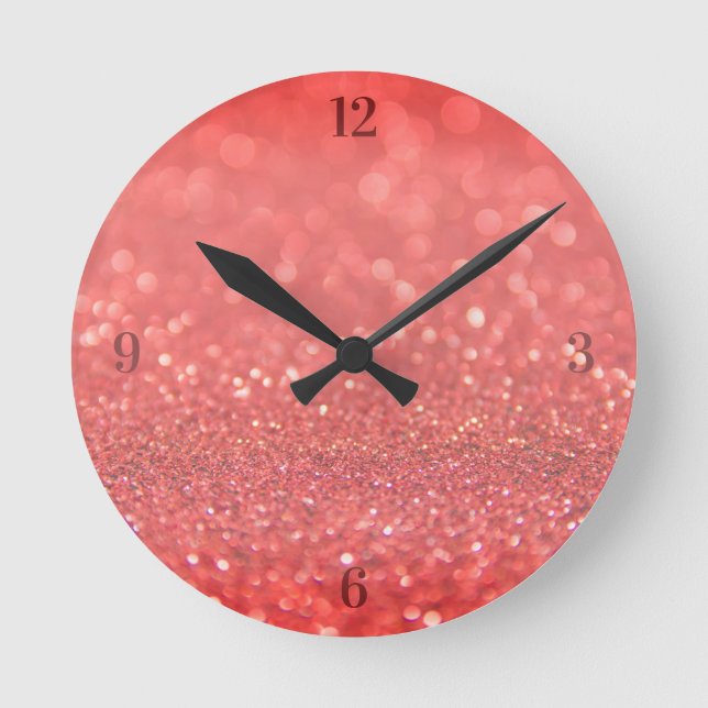 Horloge Ronde Glitter rouge (Recto)
