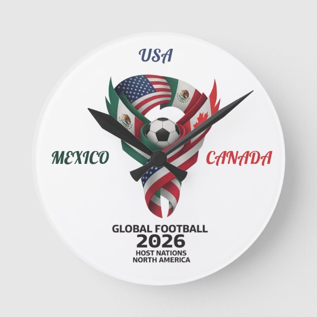 Horloge Ronde Global Football North America 2026 Wall Clock (Recto)