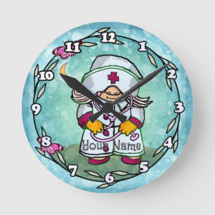 Horloge Ronde Gnome infirmière féminine 