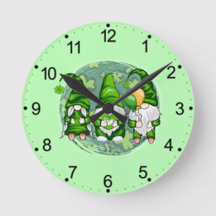 Horloge Ronde Gnomes de la Saint-Patrick Lutins Shamrock-54989