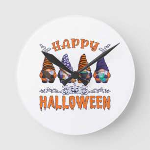 Horloge Ronde Gnomes d'Halloween