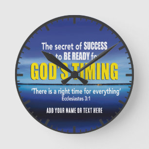 Horloge Ronde GODS TIMINING Success Christian Inspirational Cita